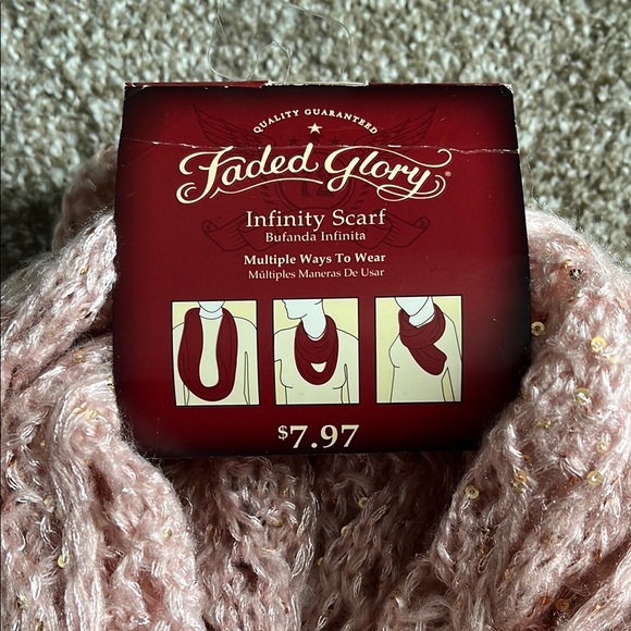 Faded Glory Pink Knit Infinity Scarf - Picture 2 of 4